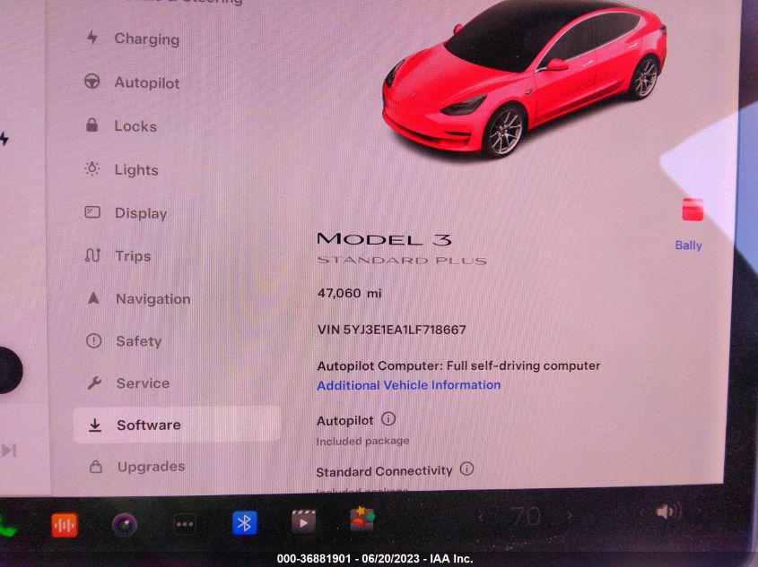 2020 TESLA MODEL 3 STANDARD RANGE - 5YJ3E1EA1LF718667