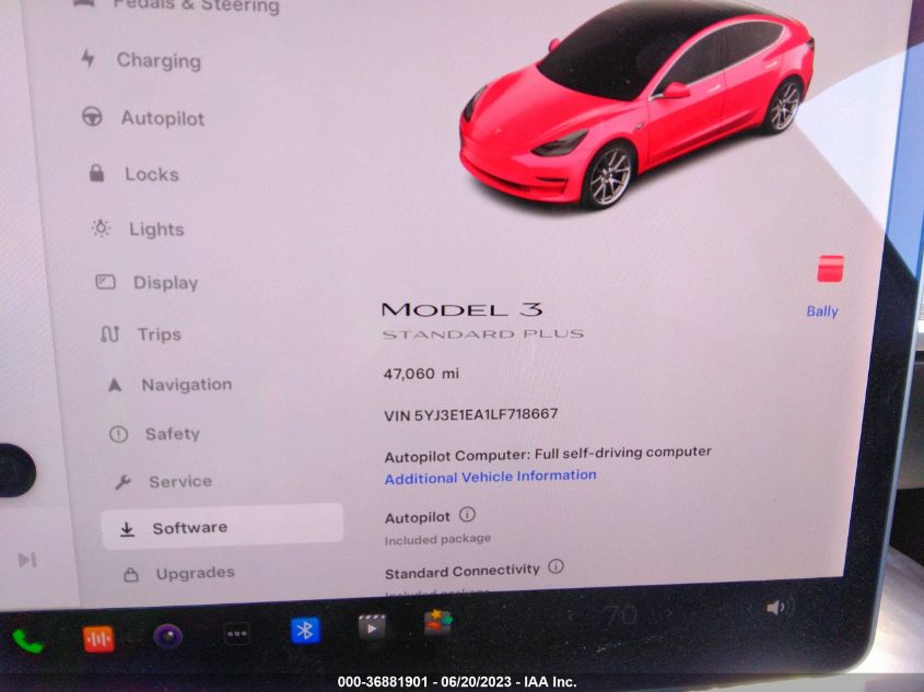 2020 TESLA MODEL 3 STANDARD RANGE - 5YJ3E1EA1LF718667