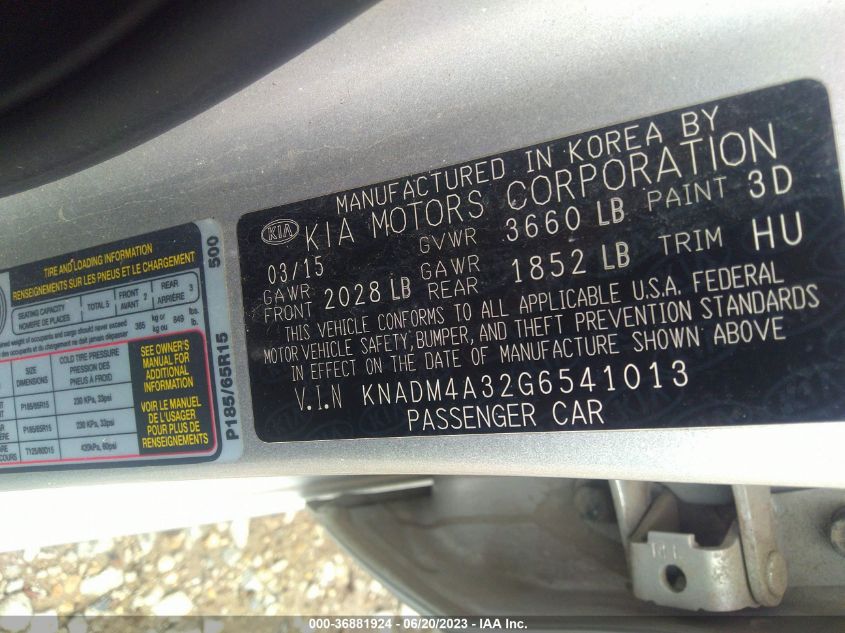 2016 KIA RIO LX - KNADM4A32G6541013