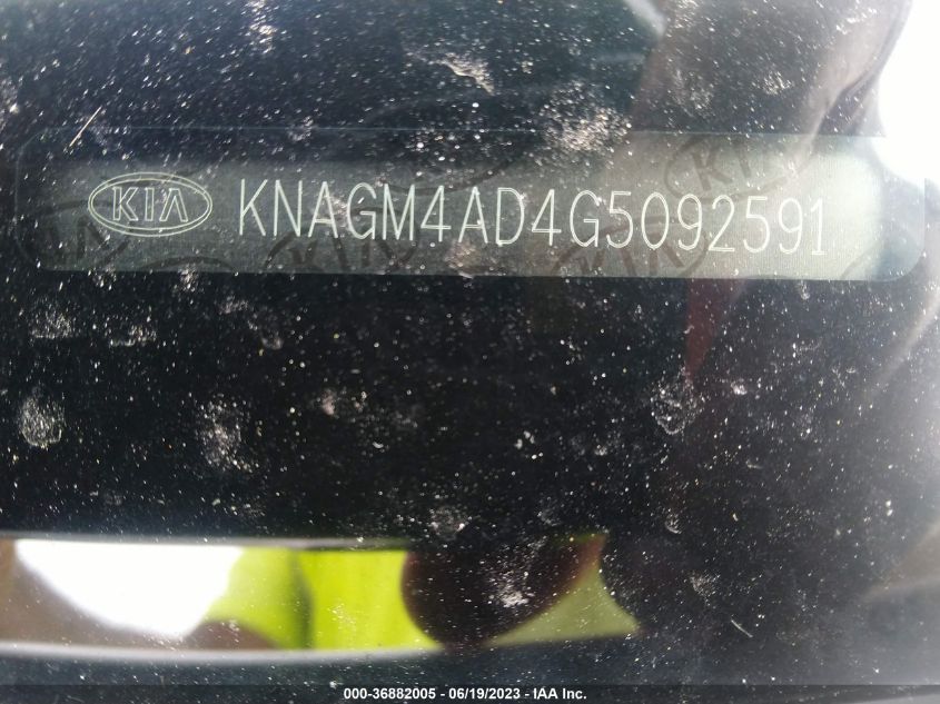 2016 KIA OPTIMA HYBRID - KNAGM4AD4G5092591