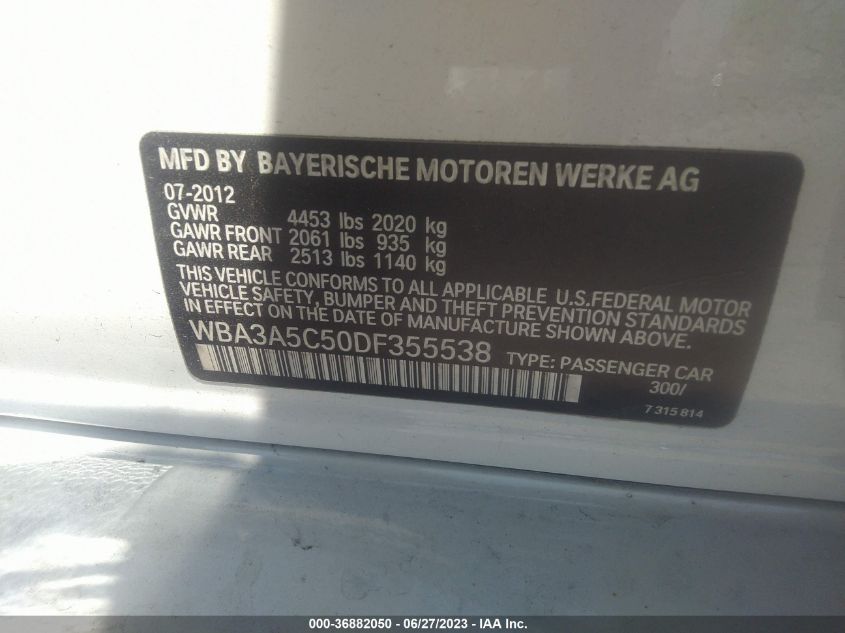 2013 BMW 3 SERIES 328I - WBA3A5C50DF355538