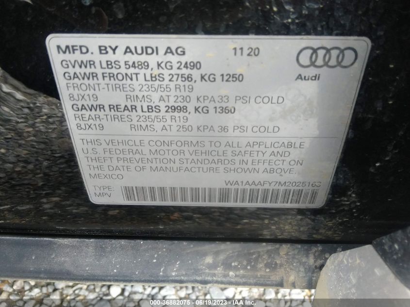 WA1AAAFY7M2025163 2021 AUDI Q5, photo no. 9