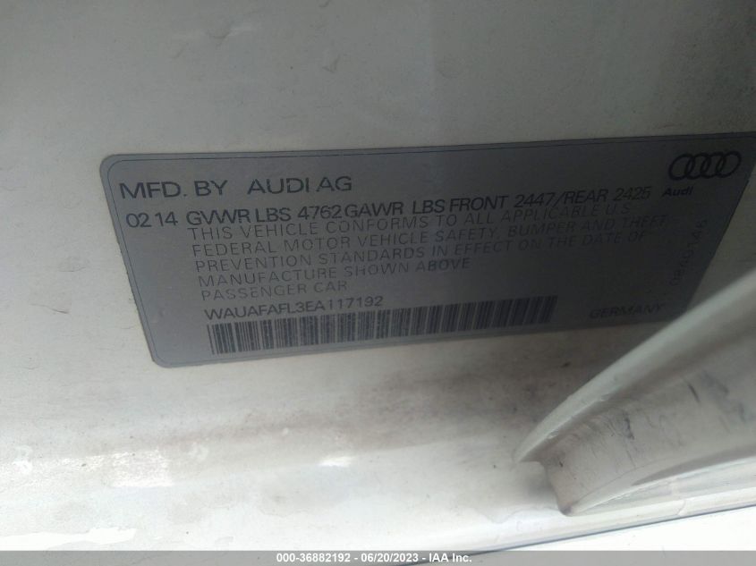 2014 AUDI A4 PREMIUM - WAUAFAFL3EA117192