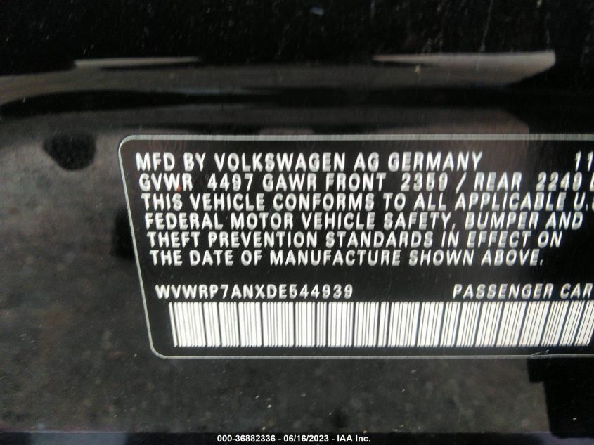 2013 VOLKSWAGEN CC LUX - WVWRP7ANXDE544939