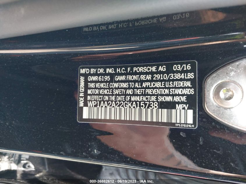 2016 PORSCHE CAYENNE - WP1AA2A22GKA15738