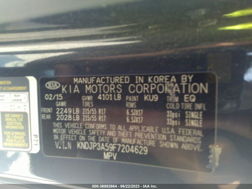 2015 KIA SOUL + - KNDJP3A59F7204629