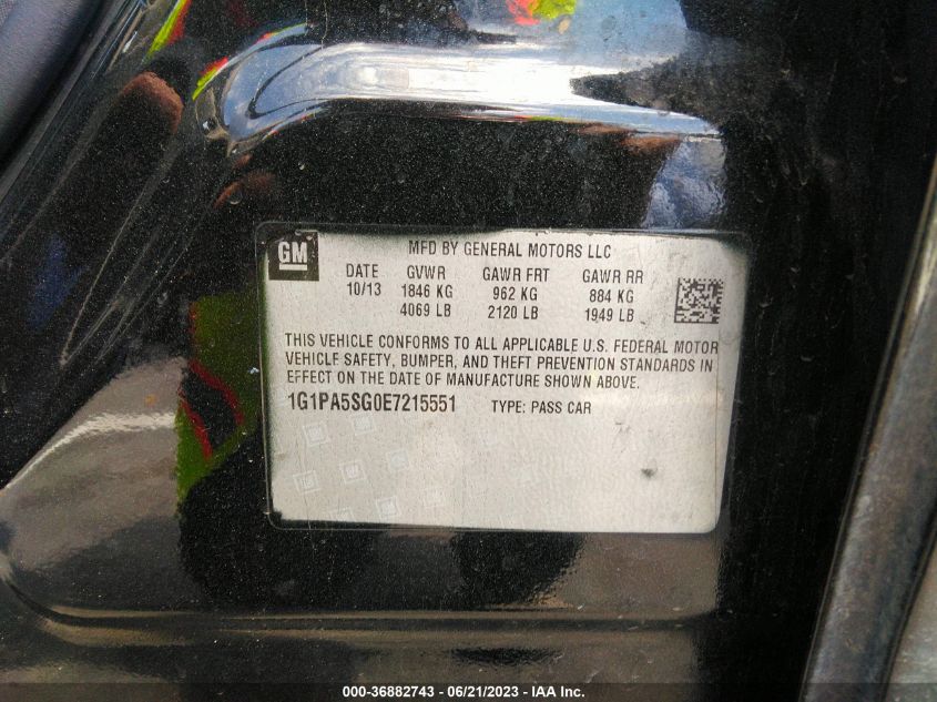 2014 CHEVROLET CRUZE LS - 1G1PA5SG0E7215551