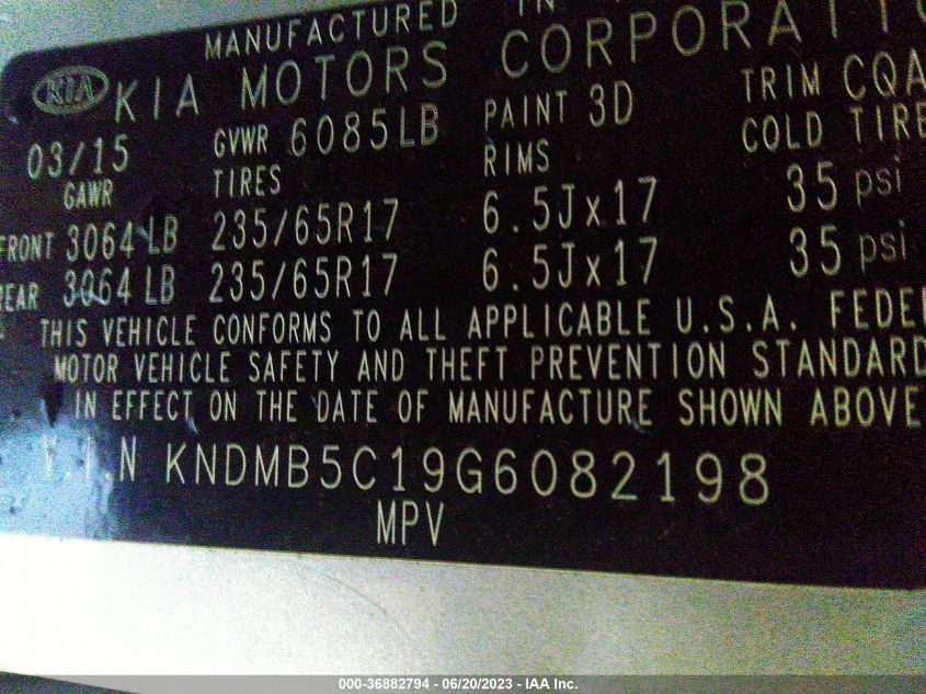 2016 KIA SEDONA LX - KNDMB5C19G6082198