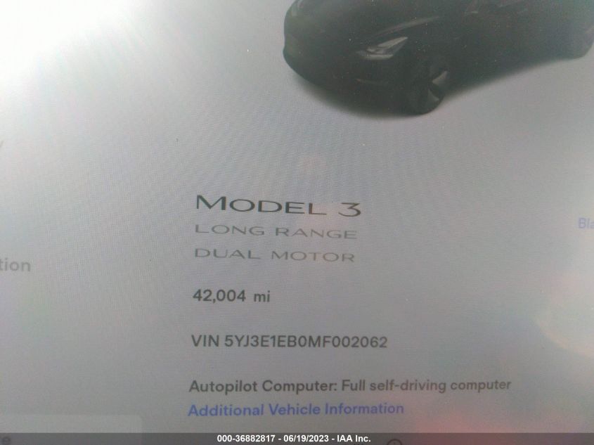 2021 TESLA MODEL 3 - 5YJ3E1EB0MF002062