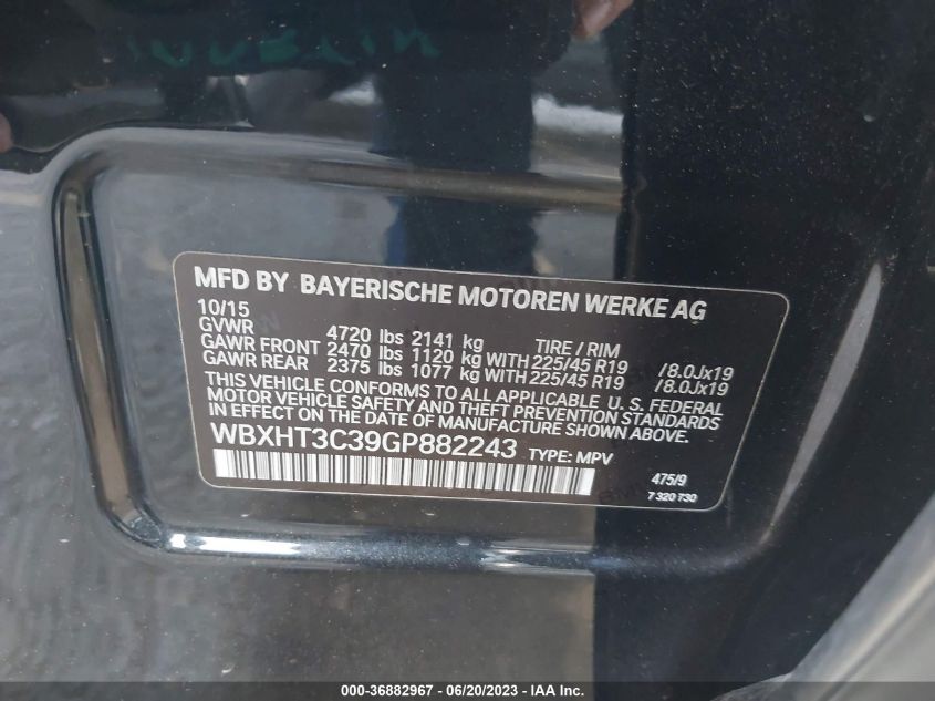 2016 BMW X1 XDRIVE28I - WBXHT3C39GP882243