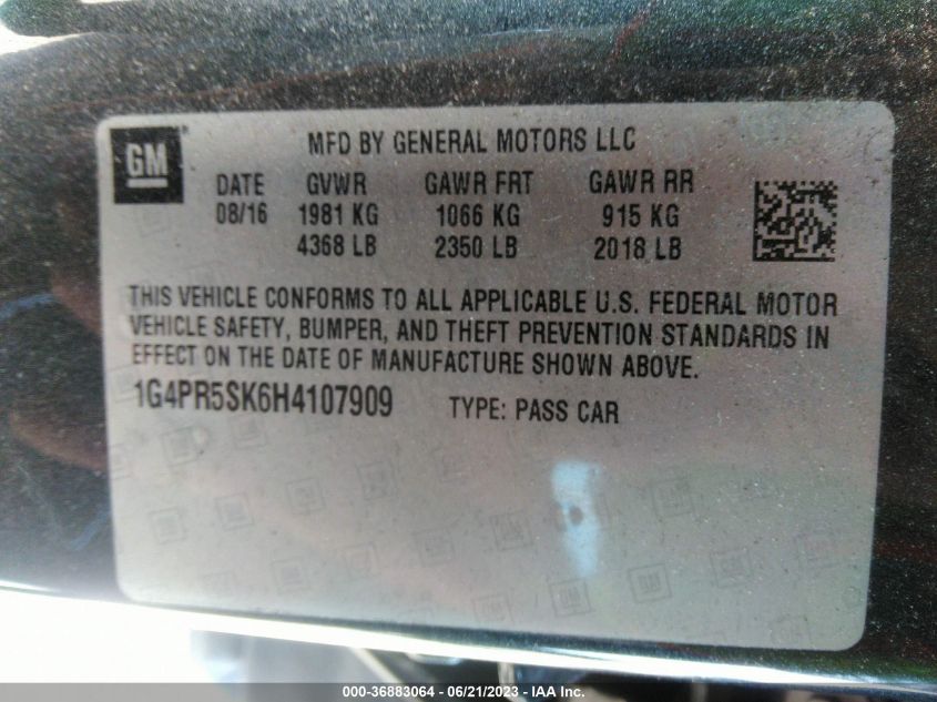 2017 BUICK VERANO SPORT TOURING - 1G4PR5SK6H4107909
