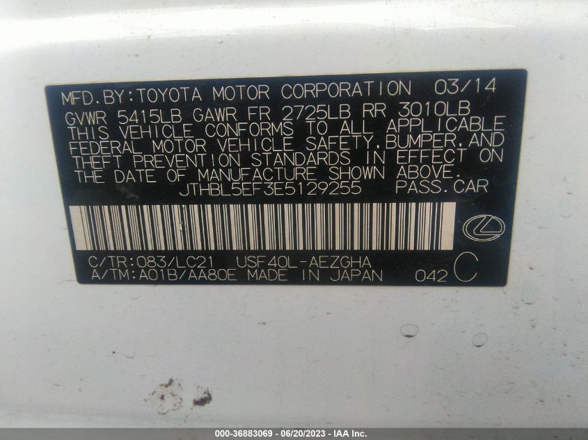 2014 LEXUS LS 460 - JTHBL5EF3E5129255