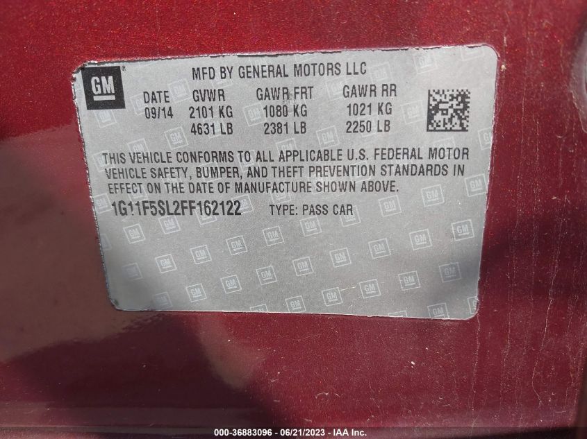 2015 CHEVROLET MALIBU LTZ - 1G11F5SL2FF162122