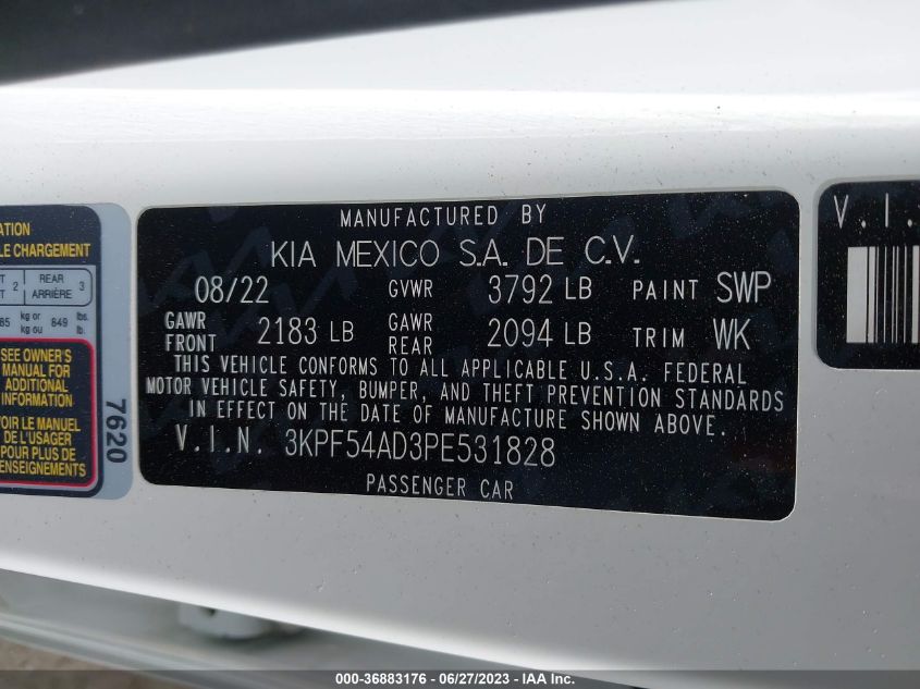 2023 KIA FORTE GT-LINE - 3KPF54AD3PE531828