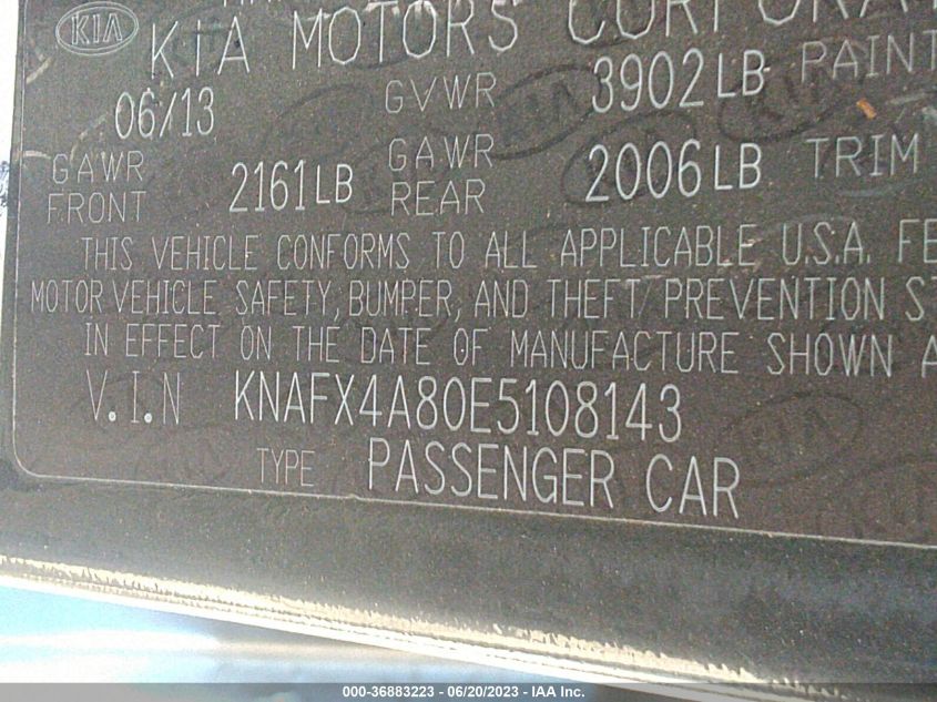 2014 KIA FORTE EX - KNAFX4A80E5108143