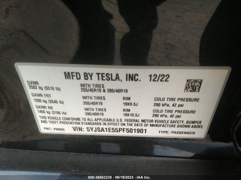 2023 TESLA MODEL S - 5YJSA1E55PF501901
