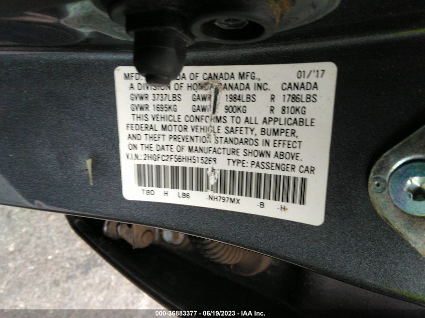 2017 HONDA CIVIC SEDAN LX - 2HGFC2F56HH515268