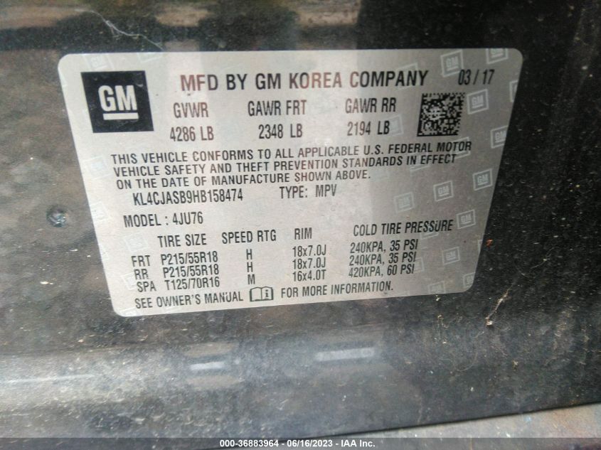 2017 BUICK ENCORE PREFERRED - KL4CJASB9HB158474