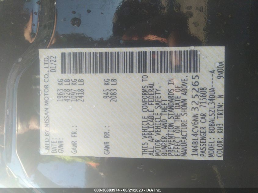 2022 NISSAN ALTIMA 2.5 SR - 1N4BL4CV6NN325265