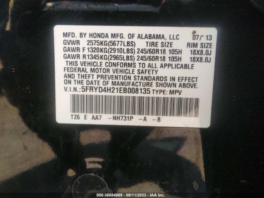 2014 ACURA MDX - 5FRYD4H21EB008135
