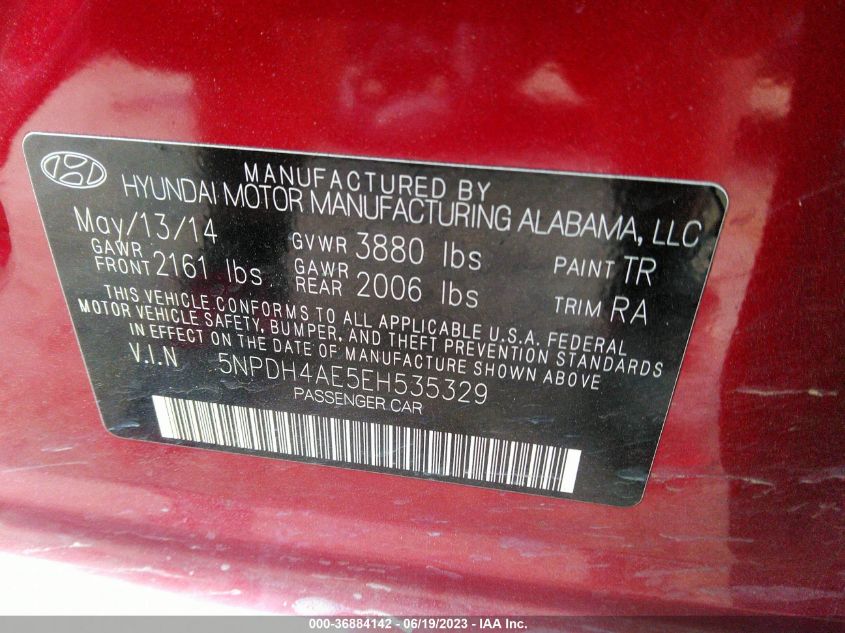 2014 HYUNDAI ELANTRA SE - 5NPDH4AE5EH535329