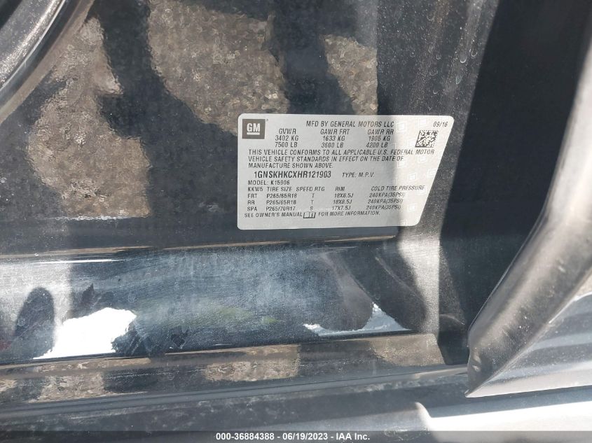 2017 CHEVROLET SUBURBAN LT - 1GNSKHKCXHR121903