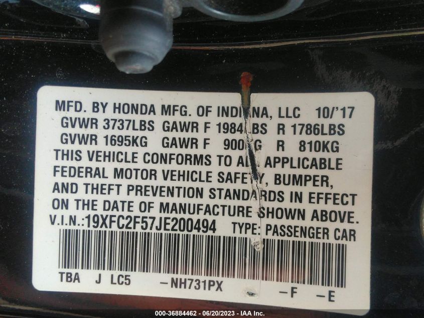 2018 HONDA CIVIC SEDAN LX - 19XFC2F57JE200494