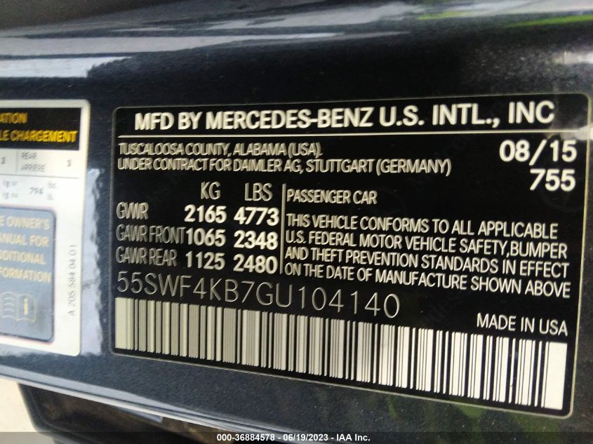 2016 MERCEDES-BENZ C-CLASS C 300 - 55SWF4KB7GU104140