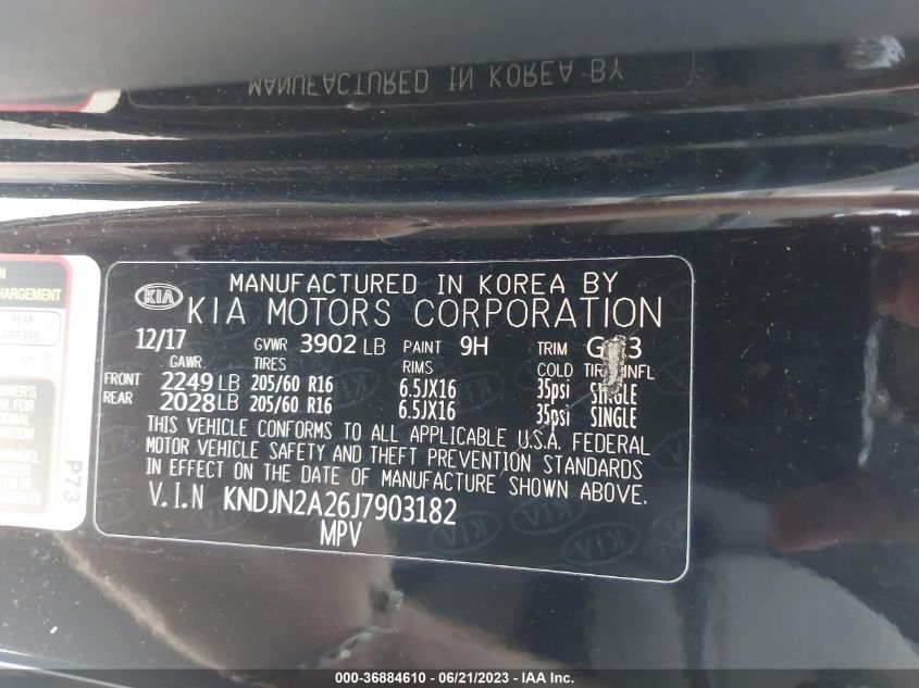 2018 KIA SOUL - KNDJN2A26J7903182