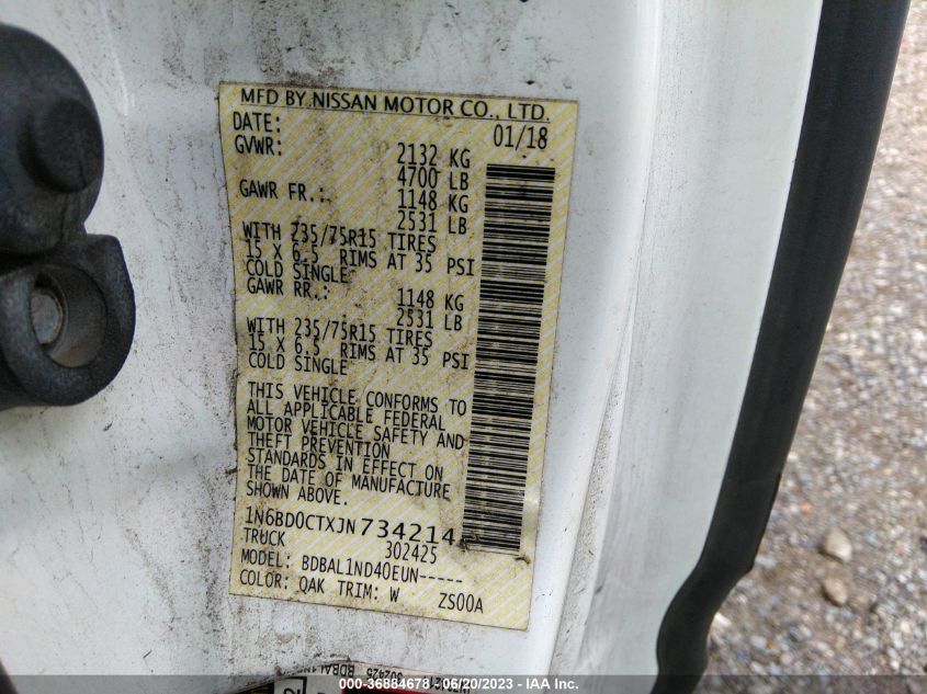 2018 NISSAN FRONTIER S - 1N6BD0CTXJN734214