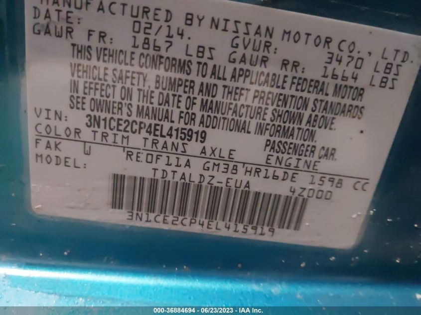 2014 NISSAN VERSA NOTE SV - 3N1CE2CP4EL415919