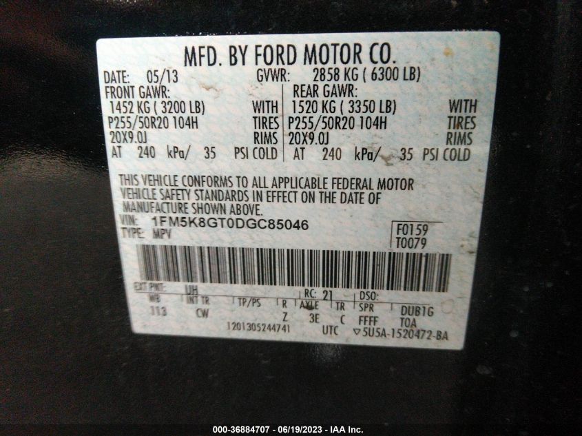 2013 FORD EXPLORER SPORT - 1FM5K8GT0DGC85046