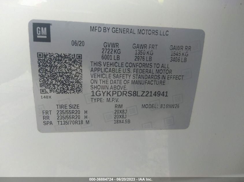 2020 CADILLAC XT6 AWD PREMIUM LUXURY - 1GYKPDRS8LZ214941