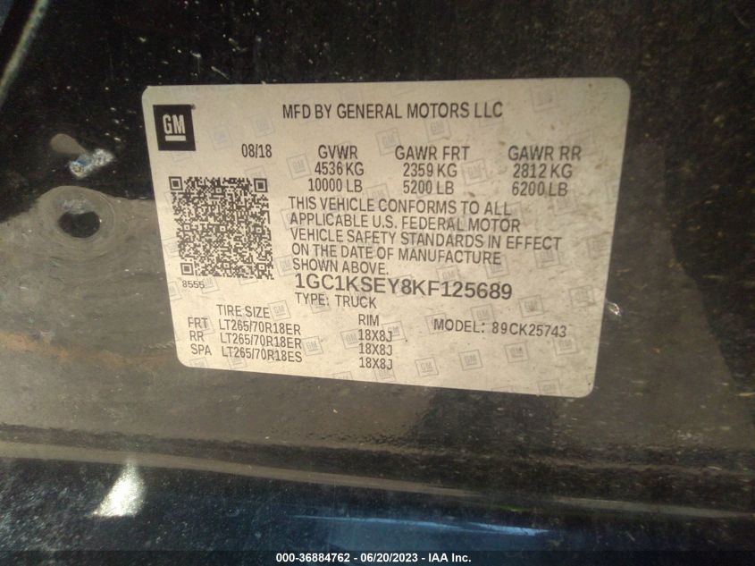2019 CHEVROLET SILVERADO 2500HD LT - 1GC1KSEY8KF125689