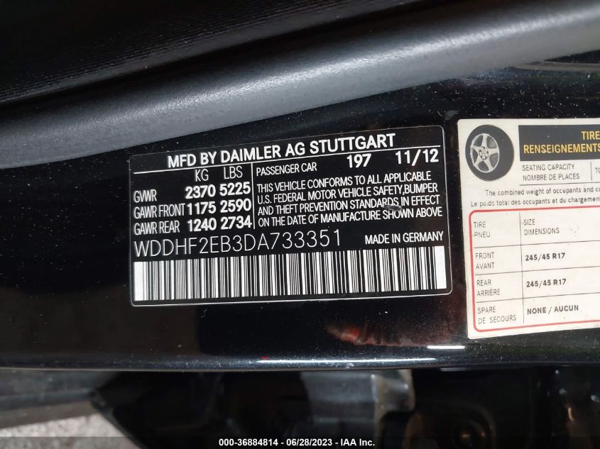 2013 MERCEDES-BENZ E-CLASS E 350 BLUETEC - WDDHF2EB3DA733351
