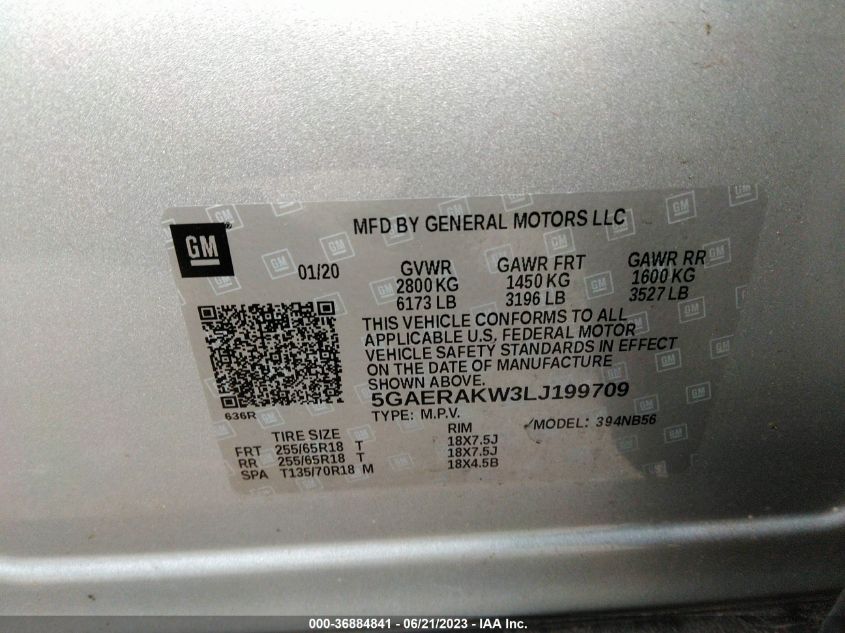 2020 BUICK ENCLAVE - 5GAERAKW3LJ199709