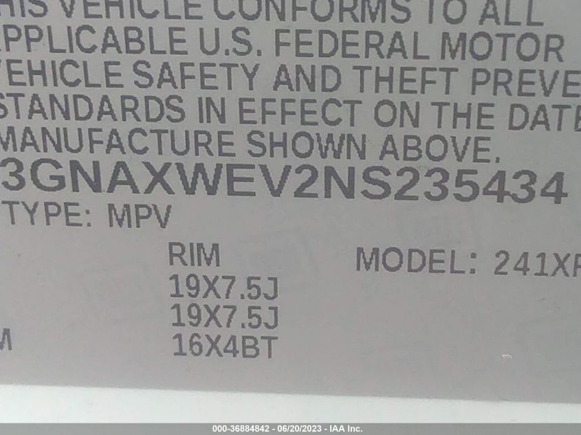 2022 CHEVROLET EQUINOX RS - 3GNAXWEV2NS235434