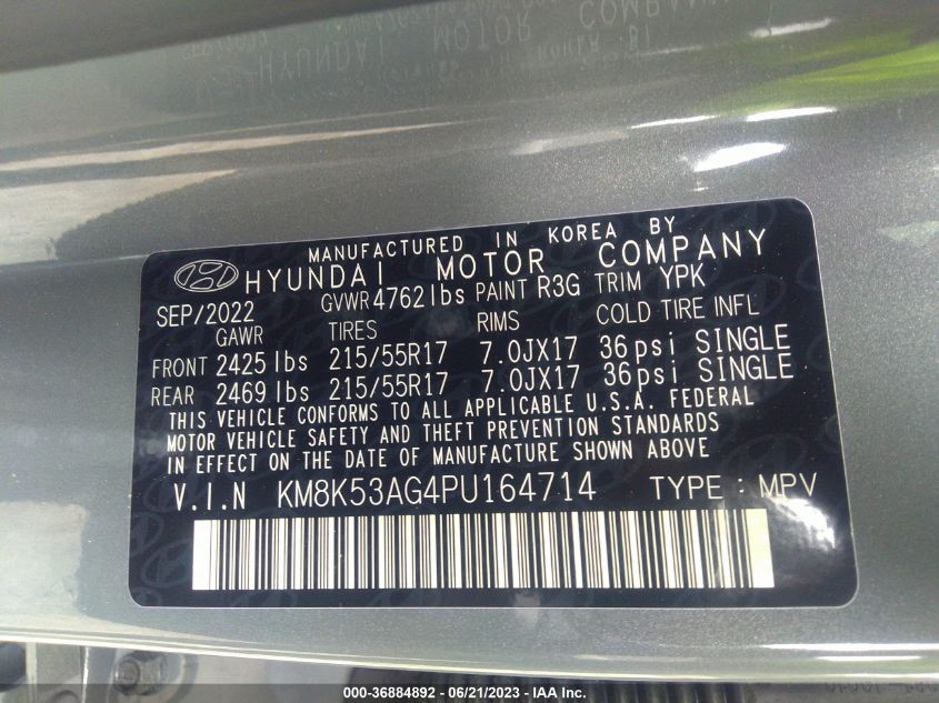 2023 HYUNDAI KONA ELECTRIC LIMITED - KM8K53AG4PU164714
