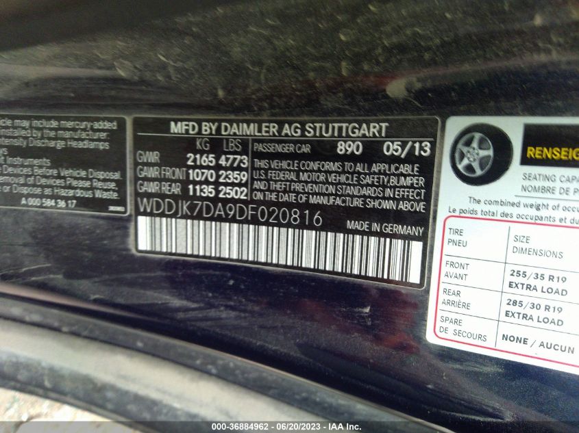 2013 MERCEDES-BENZ SL-CLASS SL 550 - WDDJK7DA9DF020816