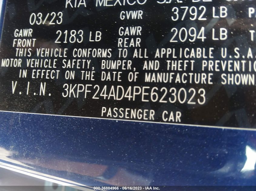 2023 KIA FORTE LXS - 3KPF24AD4PE623023