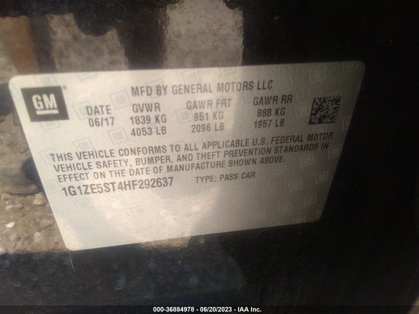 2017 CHEVROLET MALIBU LT - 1G1ZE5ST4HF292637