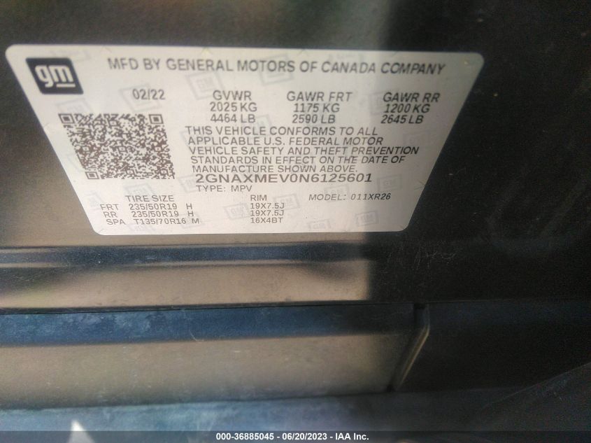 2022 CHEVROLET EQUINOX RS - 2GNAXMEV0N6125601
