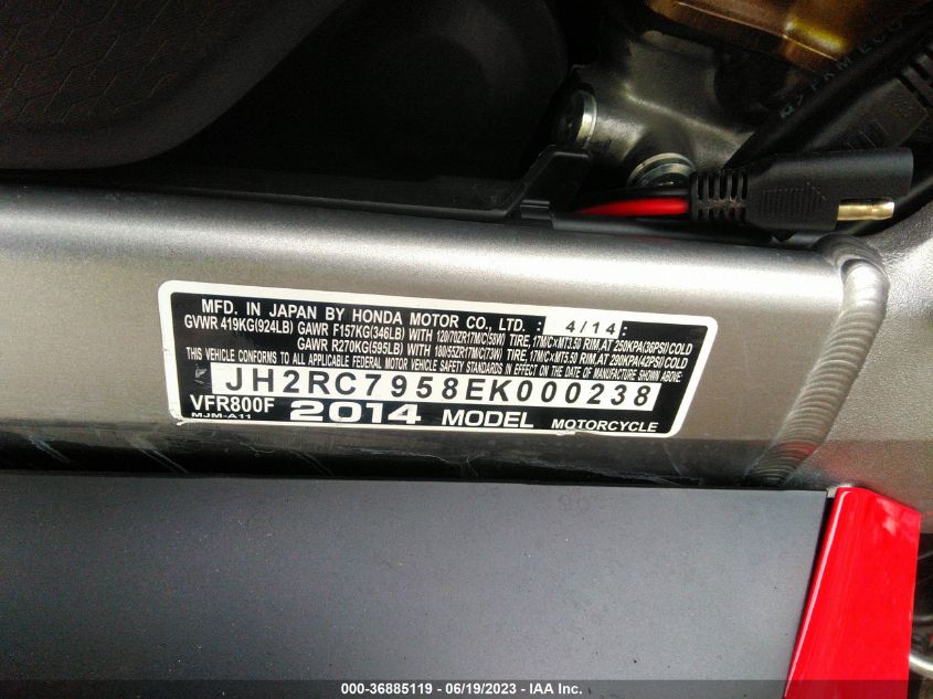 2014 HONDA VFR800 F JH2RC7958EK000238