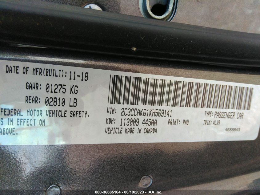2019 CHRYSLER 300 LIMITED - 2C3CCAKG1KH569141