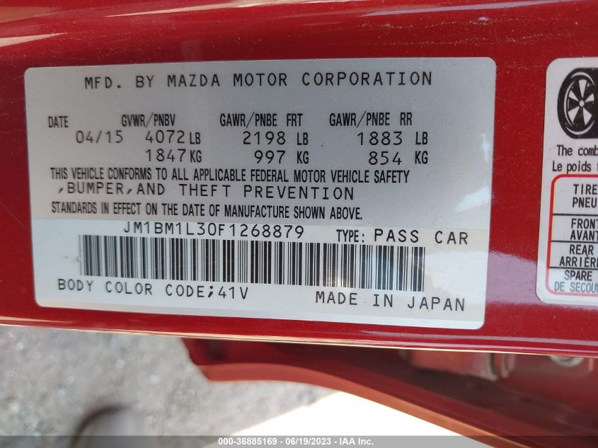 2015 MAZDA MAZDA3 S TOURING - JM1BM1L30F1268879