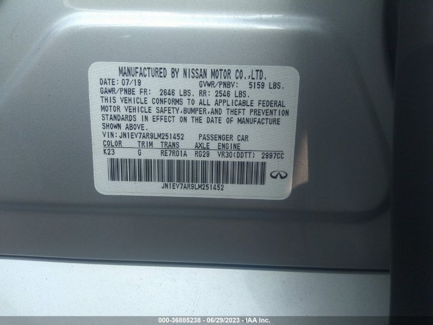 2020 INFINITI Q50 3.0T LUXE - JN1EV7AR9LM251452