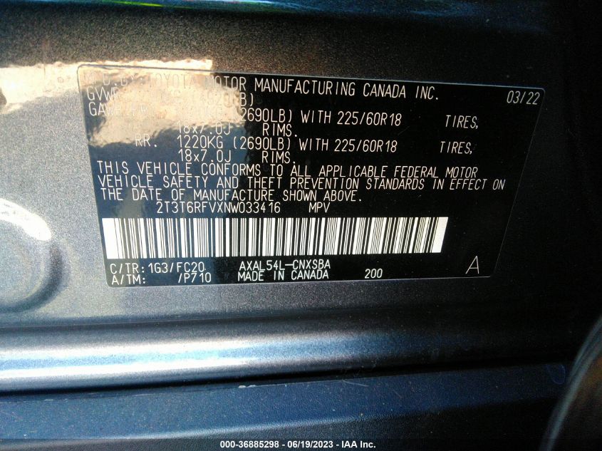 2022 TOYOTA RAV4 HYBRID SE - 2T3T6RFVXNW033416