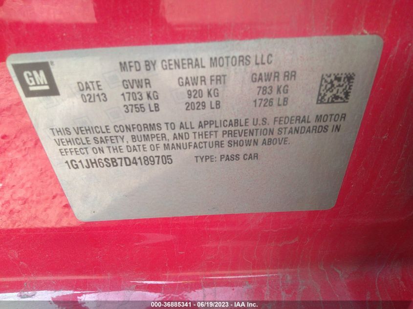 2013 CHEVROLET SONIC RS - 1G1JH6SB7D4189705