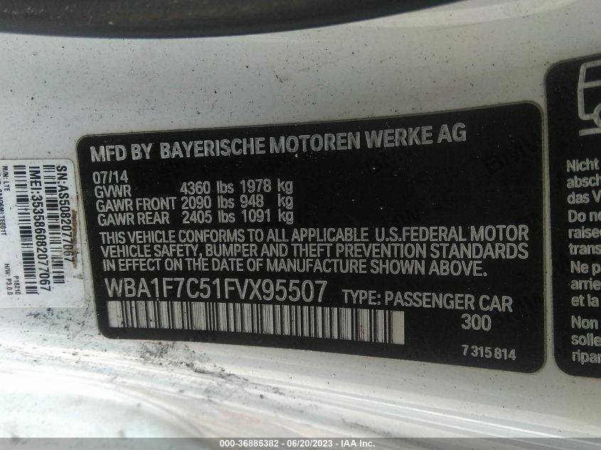 2015 BMW 2 SERIES 228I XDRIVE - WBA1F7C51FVX95507