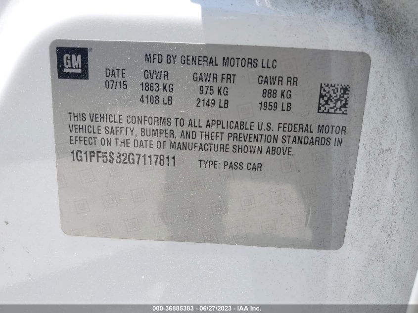 2016 CHEVROLET CRUZE LIMITED LT - 1G1PF5SB2G7117811
